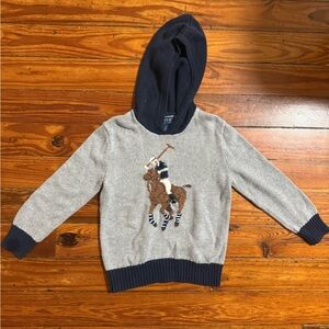 Polo by Ralph Lauren Gray and Navy Hooded Sweater